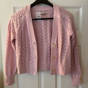LOFT NWT Light Pink Open-Knit Cardigan